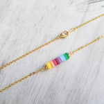 Rainbow Necklace, colorful necklace, multicolor necklace, gold rainbow necklace, cheerful necklace, pride necklace, rainbow disk necklace - Constant Baubling