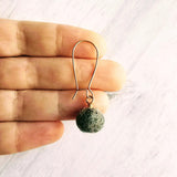 Grey Wool Ball Earrings, needle felt earrings, wooly earring, grey wool earring, tweed earring, latching hook, winter earrings, felted wool - Constant Baubling