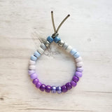 Purple Bead Bracelet, purple grey bracelet, gray bead bracelet, ombre bracelet, big pony bead bracelet, crow bead bracelet tie on adjustable - Constant Baubling