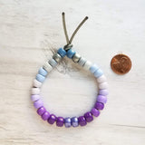 Purple Bead Bracelet, purple grey bracelet, gray bead bracelet, ombre bracelet, big pony bead bracelet, crow bead bracelet tie on adjustable - Constant Baubling