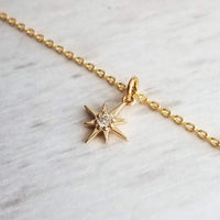 North Star Necklace - little gold cubic zirconia pendant on a simple delicate thin chain - make a wish jewelry - handmade special gift - Constant Baubling