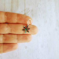 Small Snowflake Earrings, rustic snowflake earring, verdigris patina earring, simple snowflake earring, winter earring, snow jewelry, xmas - Constant Baubling