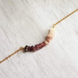 Pink Tourmaline Necklace, 14K gold fill chain, pink stone chips, gemstone chunk necklace, pink gemstone necklace, small stones, tiny stones - Constant Baubling