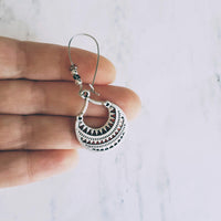 Silver Tribal Earrings - silver hoops, round silver earring, tribal hoop, geometric earrings, ethnic earrings, hoop earrings, boho earrings - Constant Baubling