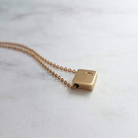 Gold Block Necklace, personalized pendant, gold letter necklace, cube necklace, gold initial necklace, gold name necklace, small gold block - Constant Baubling