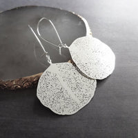 Silver Coral Earrings - thin lightweight sea fan charm, sea fan earring, latching kidney hook, ocean earrings, beach earring, large coral - Constant Baubling