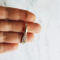 Tassel Necklace - gold & silver herringbone chain fringe pendant, thin delicate chain, custom length 14K gold fill option, anniversary gift - Constant Baubling