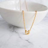 Gold Horseshoe Necklace, delicate gold chain, thin chain, dainty gold necklace, lucky necklace, tiny good luck charm, horse necklace, small - Constant Baubling