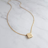 Gold Block Necklace, personalized pendant, gold letter necklace, cube necklace, gold initial necklace, gold name necklace, small gold block - Constant Baubling