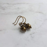 Small Acorn Earrings, dark antique brass acorns, bronze acorn, little acorn dangle, mini acorns, tree nut earring, squirrel earring, tiny - Constant Baubling