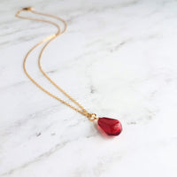 Pomegranate Necklace - small red pink pendant, thin delicate 18 inch chain, fruit seed necklace, fertility necklace, pomegranate seed charm - Constant Baubling