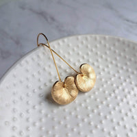 Lotus Leaf Earrings, gold lily pads, small lotus earring, little gold leaves, lilypad dangle earring, latching kidney wires, rebirth, frog - Constant Baubling