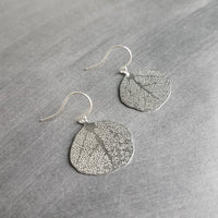 Sea Fan Earrings - .925 sterling silver hooks, silver plated brass coral charm, delicate silver earring, ocean life earring, beach earring - Constant Baubling