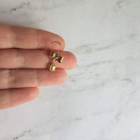Little Ladybug Earrings, gold bow earring, gold lady bug charm, lady bug earring, gold ladybug earring, small ladybug, ladybug dangle insect - Constant Baubling