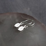 Tiny Silver Leaf Earrings - small leaf earring, silver leaf earring, mini leaf earring, tiny dangle earring, little silver leaf earring - Constant Baubling