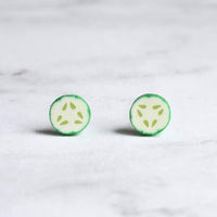 Cucumber Earrings - fruit earring, cucumber slice earring, veggie earring, vegetable earring, salad earring, food earring, chef earring cool - Constant Baubling