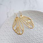 Wing Earrings - butterfly earring, gold wing earring, fairy earring, angel earring, large wing earring, large wing earring, gold butterfly - Constant Baubling