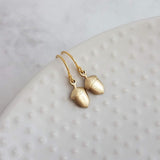 Small Acorn Earrings, gold acorn earring, small gold acorn earring, little gold acorn earring, tiny acorn earring, acorn dangle, simple gold - Constant Baubling