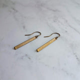 Bronze Bar Earrings, brass rectangle earring, bronze rectangle earring, flat bar earring, bar earring, stick earring, antique bronze - Constant Baubling