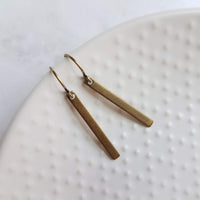 Bronze Bar Earrings, brass rectangle earring, bronze rectangle earring, flat bar earring, bar earring, stick earring, antique bronze - Constant Baubling