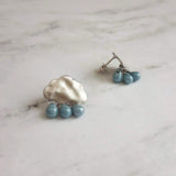 Storm Cloud Earrings - silver cloud earring, blue grey raindrop, sterling silver post, raindrop earring, rain earring, raining cloud earring - Constant Baubling