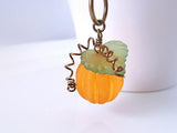 Harvest Pumpkin Necklace, twisted vine, antique bronze necklace, autumn necklace, orange pumpkin pendant, Halloween jewelry, fall necklace - Constant Baubling