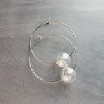 Hollow Glass Ball Earrings, silver hoop earring, clear glass ball earring, glass ball hoop, large silver hoop, clear glass bubble earring - Constant Baubling