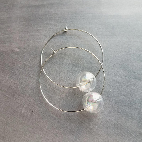 Clear Glass Hoop Earrings with Gold Filled Ear Wires — The Glass Studio