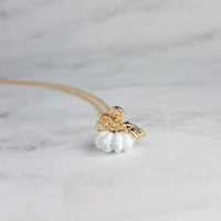 White Pumpkin Necklace, Halloween necklace, Halloween jewelry, gold Halloween necklace, tiny pumpkin necklace, pumpkin pendant, fall jewelry - Constant Baubling