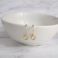 Gold Circle Earrings, 14K gold fill earring, gold ring earring, tiny gold circle earring, small ring earring, minimalist gold earring, hoop - Constant Baubling