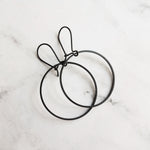 Black Hoop Earrings, black circle earring, black hoop earring, black open circle earring, black ring earring, thin black circle earring - Constant Baubling