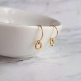 Gold Circle Earrings, 14K gold fill earring, gold ring earring, tiny gold circle earring, small ring earring, minimalist gold earring, hoop - Constant Baubling