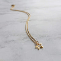 Gold Star Necklace, small star necklace, little star necklace, star outline, open star necklace, star pendant, superstar necklace, golden - Constant Baubling