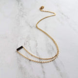 Black and Gold Necklace, dash necklace, bar necklace, line necklace, tube necklace, black line necklace, thin gold chain, sliding tube - Constant Baubling