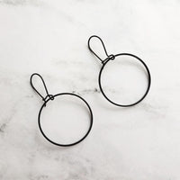 Black Hoop Earrings, black circle earring, black hoop earring, black open circle earring, black ring earring, thin black circle earring - Constant Baubling