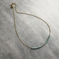 Tube Necklace, verdigris patina necklace, patina tube necklace, simple tube necklace, noodle necklace, aqua patina necklace, long thin tube - Constant Baubling