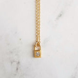 Small Padlock Necklace, tiny gold padlock necklace, gold lock necklace, key lock pendant, commitment necklace, gold love necklace, lockdown - Constant Baubling