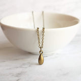 Small Brass Teardrop Necklace, antique bronze necklace, brass necklace, antique brass necklace, tear drop necklace, bronze teardrop pendant - Constant Baubling