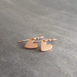 Small Rose Gold Heart Earrings, rose gold earring, heart dangle earring, Valentines Day gift, little heart earring, tiny heart earring love - Constant Baubling