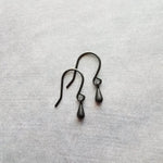 Tiny Black Drop Earrings, very small teardrop earring, dainty black earring, plain black drop earring, simple black earring, black tear drop - Constant Baubling