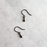 Tiny Black Drop Earrings, very small teardrop earring, dainty black earring, plain black drop earring, simple black earring, black tear drop - Constant Baubling