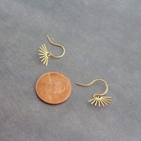 Gold Sun Ray Earrings, sun earrings, sunshine earrings, little sun earrings, tiny sun earrings, gold spike earrings, minimalist small spike - Constant Baubling