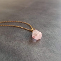 Pink Pomegranate Necklace, small light pink pendant, thin delicate chain, seed fruit necklace, fertility necklace, pomegranate seed charm - Constant Baubling