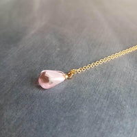 Pink Pomegranate Necklace, small light pink pendant, thin delicate chain, seed fruit necklace, fertility necklace, pomegranate seed charm - Constant Baubling