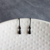 Tiny Black Drop Earrings, very small teardrop earring, dainty black earring, plain black drop earring, simple black earring, black tear drop - Constant Baubling