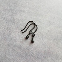 Tiny Black Drop Earrings, very small teardrop earring, dainty black earring, plain black drop earring, simple black earring, black tear drop - Constant Baubling