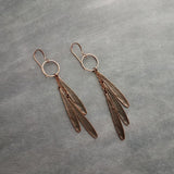 Long Boho Earrings, long copper earring, open circle earrings, 4 inch earrings, extra long earring, tribal dangles, antique copper earrings - Constant Baubling