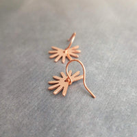 Tiny Copper Earrings, copper sun earring, sunshine earring, little sun earring, copper gear earring small snowflake, sunny day earring happy - Constant Baubling