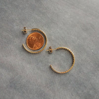 Gold Hoop Earrings, 1 inch gold hoop, holes hoop earring, industrial earrings,  1 in hoops, punched hole, cut out circles, dotted hoops - Constant Baubling