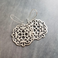 Silver Medallion Earrings, large silver earring, bold silver earrings, Moroccan earrings, filigree cut out, Boho earrings, round statement - Constant Baubling